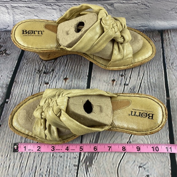 BORN Yellow Shimmer Leather Wedges - Picture 7 of 17